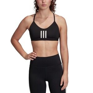 adidas Women's All Me 3-Stripes Mesh Low Impact Sports Bra black, white, XS